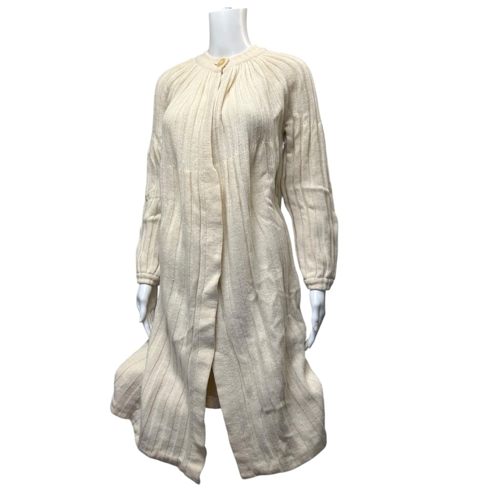 Vintage Lambswool by Dolores Long Line Cardigan Off White Size M - Picture 5 of 7